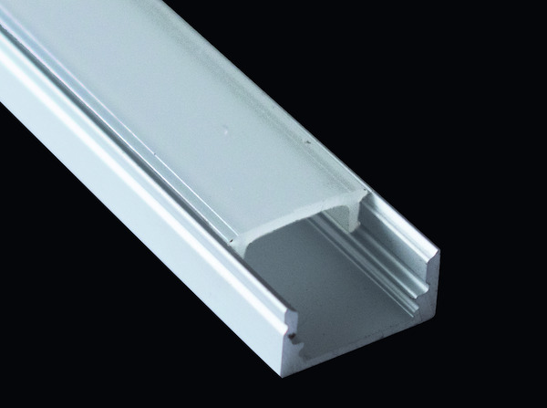 KIT 40pz Profilo alluminio 2m Dissip.20W/m,Parete,Inc.12,2mm(17,1x8,5),Cover Satinata 4Staffe 2Tappi,imballati singolarmente