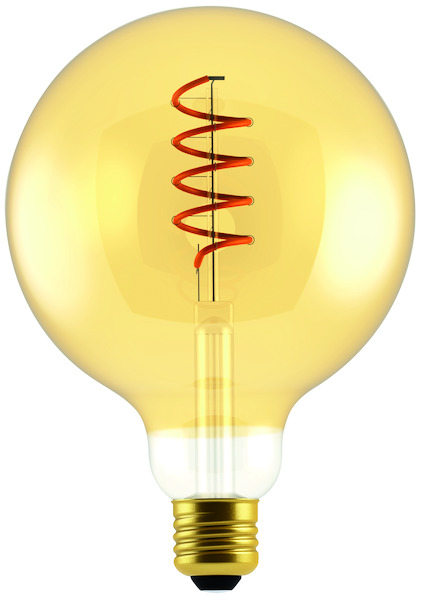 LAMPADA LED G125 serie Soft Filament Ambra, E27, 4.9W, FA320°, 2200K, 220Vac, LM400, CRI80, 125*178mm