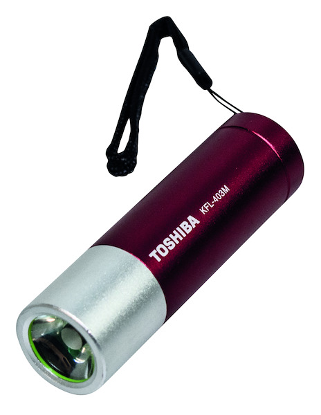 TORCIA LED TOSHIBA KFL-403M(R), 85LM, BATTERIE 3xAAA non incluse, 26x91mm, Metallic Red, Blister