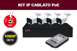 KIT NVR 4 POE 9CH 8Mpx+4 Telec+HDD S-ATA 1T WD