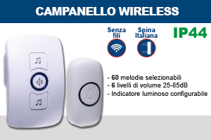 CAMPANELLO WIRELESS CON PULSANTE IP44