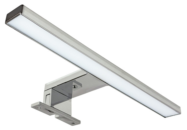 APPLIQUE a LED da Bagno, Lampada Specchio Bagno, IP44, 5W, 400lm, Luce 4000K, CRI80, 300x103x40mm, Cromata, con staffa a muro e specchio.