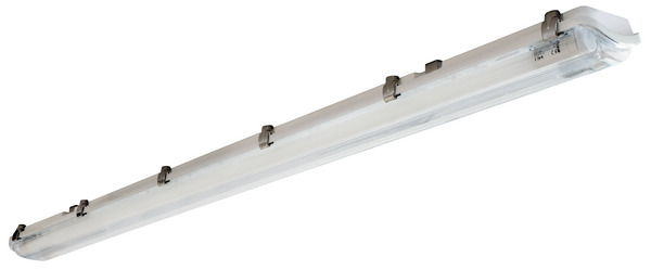 PLAFONIERA SLIM PER TUBI LED 2x120CM, IP65, ALIMENTAZIONE DIRETTA 220Vac, ABS+PS, DIM 128x11x6cm