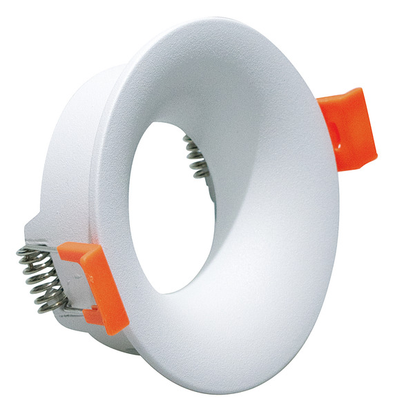 Supporto dicroiche GU10 ed MR16 easy fit, color bianco, ghiera autobloccante, Dim. 85x35mm, Foro 75mm (portalampada non incluso)