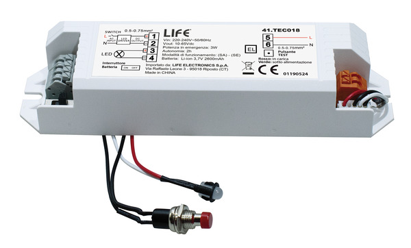 Kit Conv. in Emergenza lampade a LED con driver 10-65V,Power in Emergenza 3W/2ore, bat. Li-ion 3.7V 2600mAh